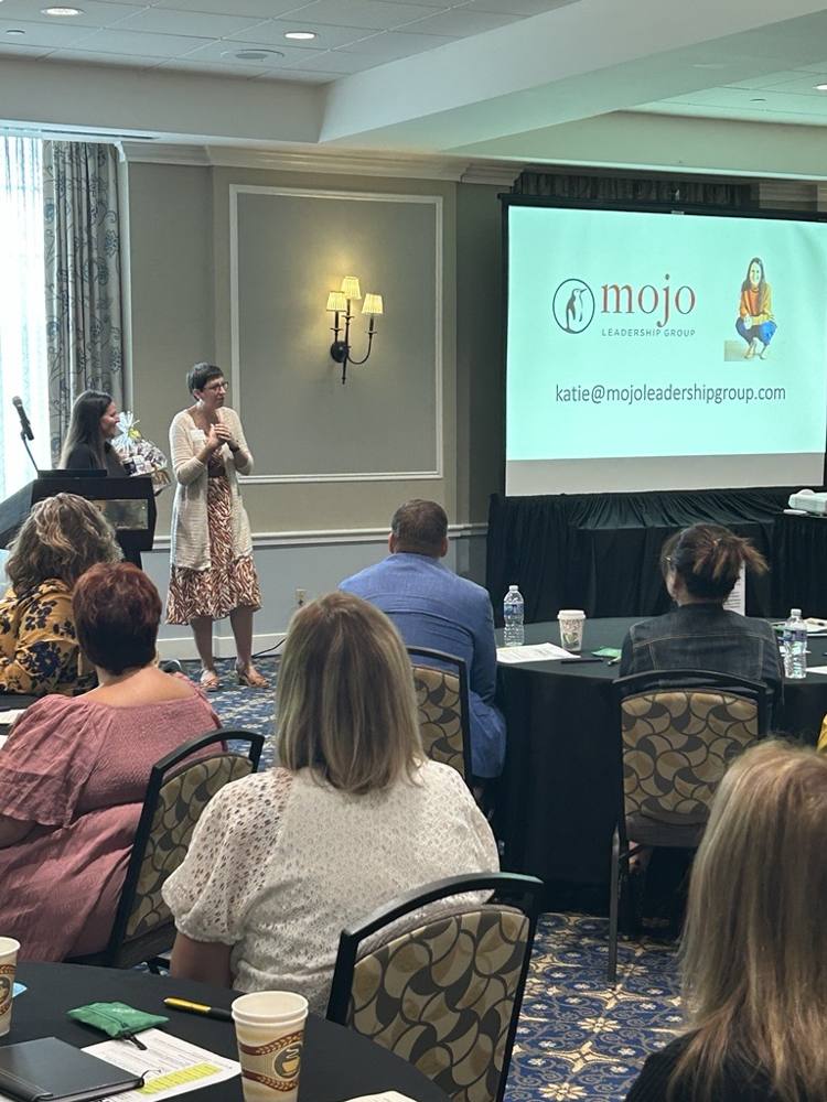 Speaker presenting at a Roanoke Valley SHRM event at Hotel Roanoke